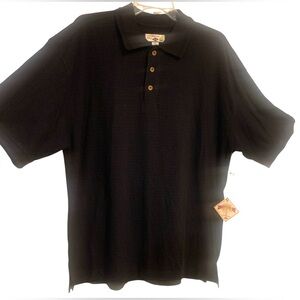 NWT Caribbean Joe Polo Shirt Men's Med Black 3D Knit Fabric Size M